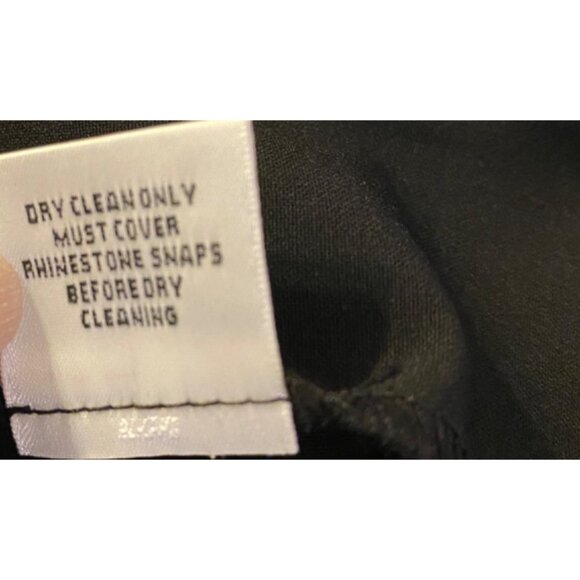 Cache Womens Black Flared Dress Pants Size 10 Rhinestone Snap Accent - Picture 4 of 9